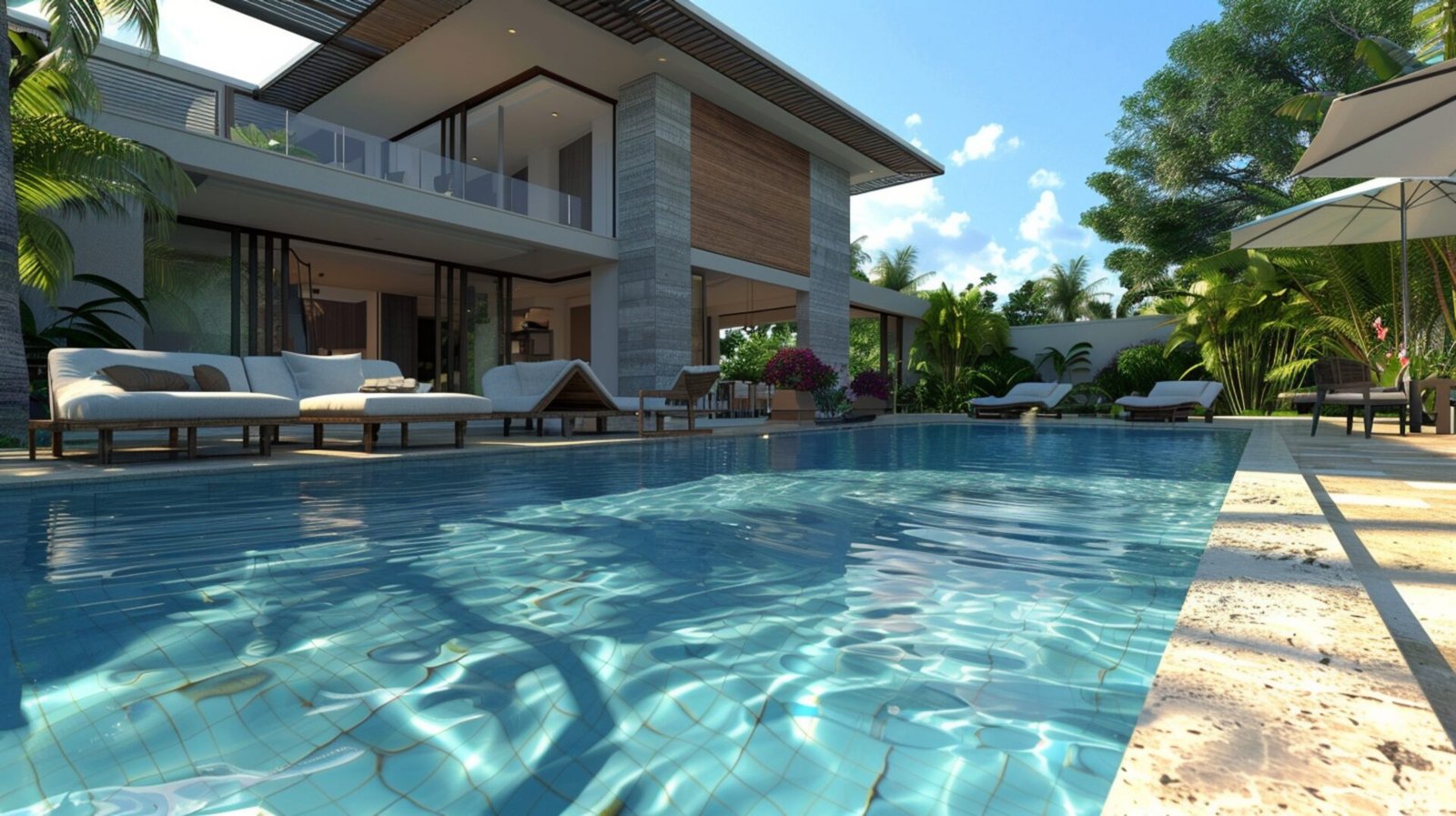 House with balcony pool with view lake house is market large house